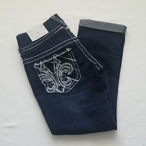 Vanity Size 25 Slim Crop Harlow Blue Denim NWT $53